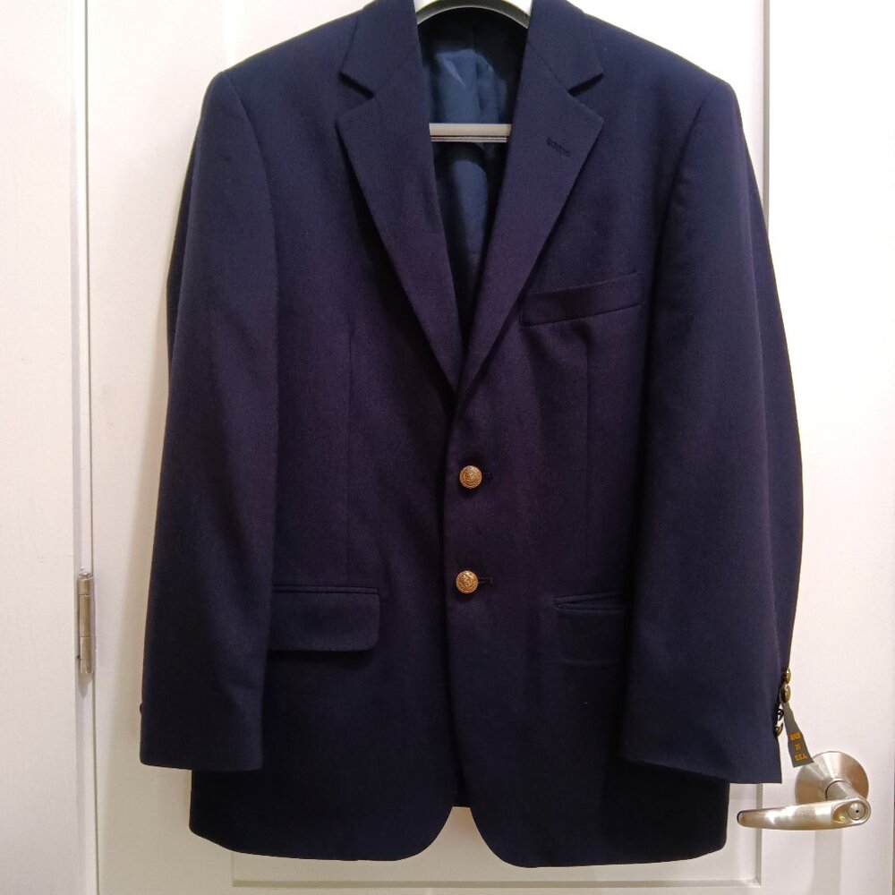 New Classic Custom Navy Blazer: 2 Button, Single Vent, Flap Pockets, 40S